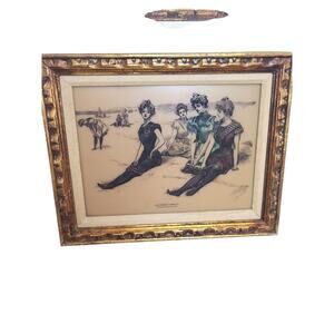 Original 1900 "Picturesque America" Charles Gibson Etched Color Tile Art 17X 20